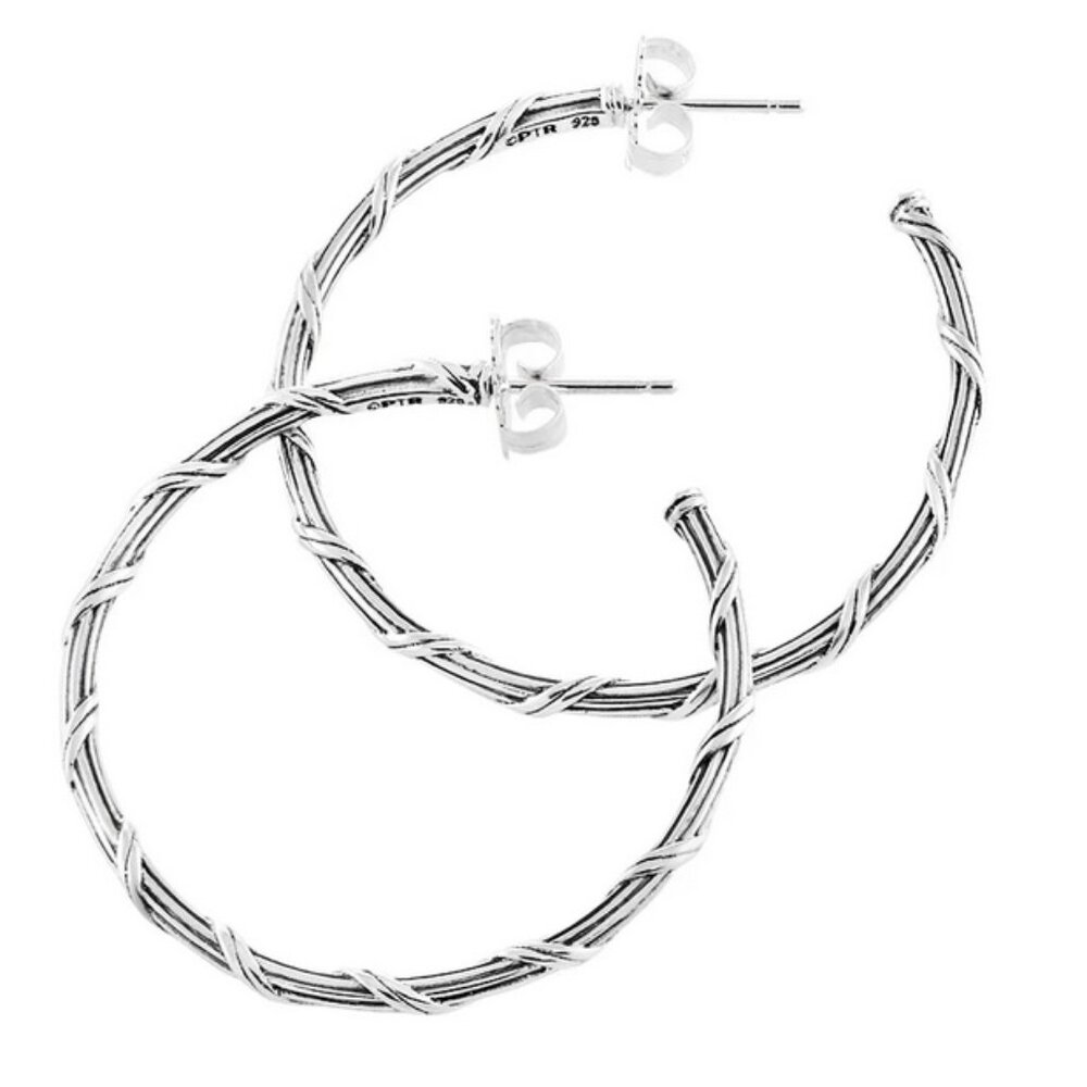 Peter Thomas Roth Designs Fine Jewelry Sterling Silver 1.5" hoop earrings NEW